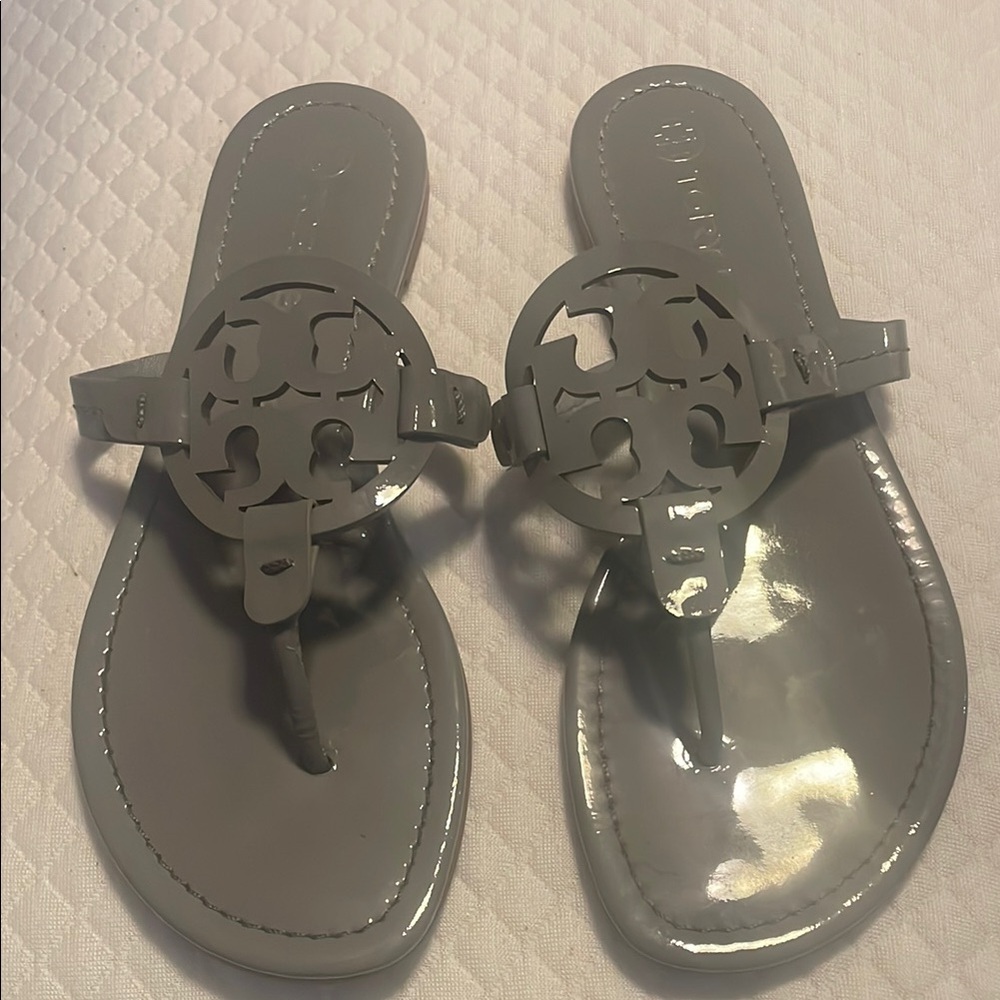 Tory Burch Glossy Gray Sandals
